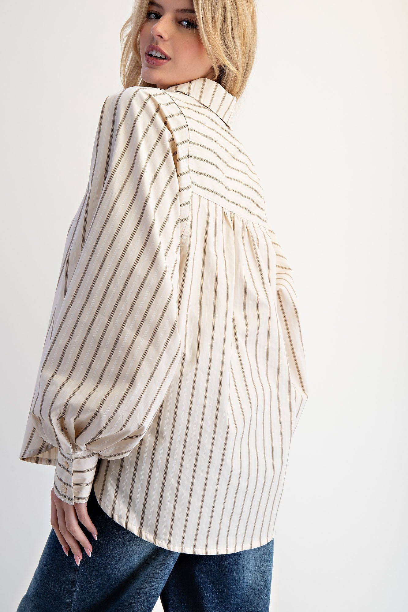 Striped Button Down Woven Shirt