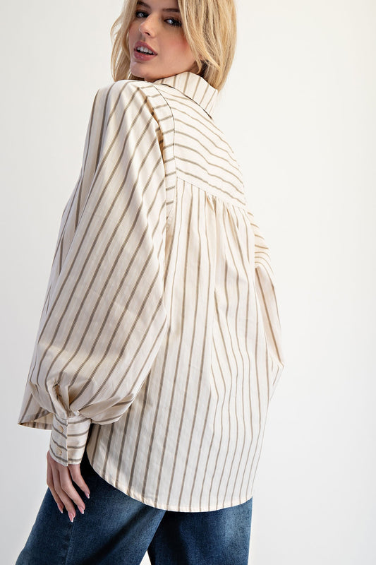 Striped Button Down Woven Shirt