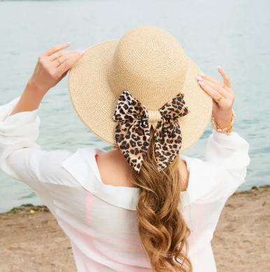 Sun Hat Zaya Boho Wide Brim Ponytail with Bow