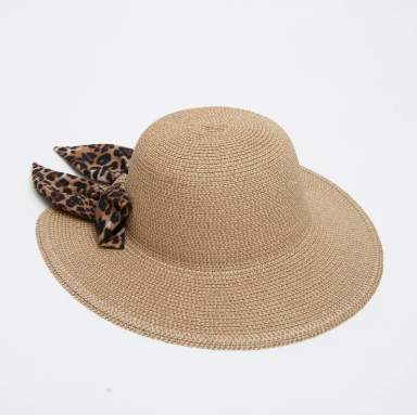 Sun Hat Zaya Boho Wide Brim Ponytail with Bow