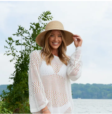 Sun Hat Zaya Boho Wide Brim Ponytail with Bow