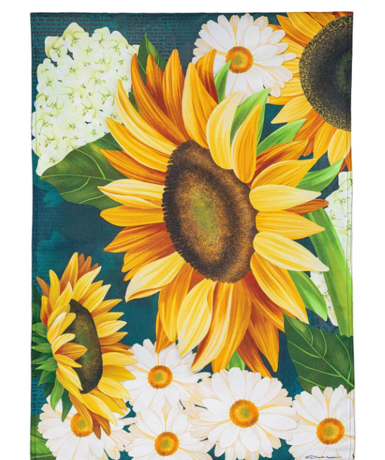 Sunflower Bloom Burlap Flag