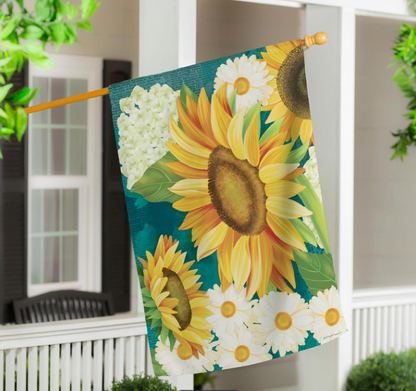 Sunflower Bloom Burlap Flag