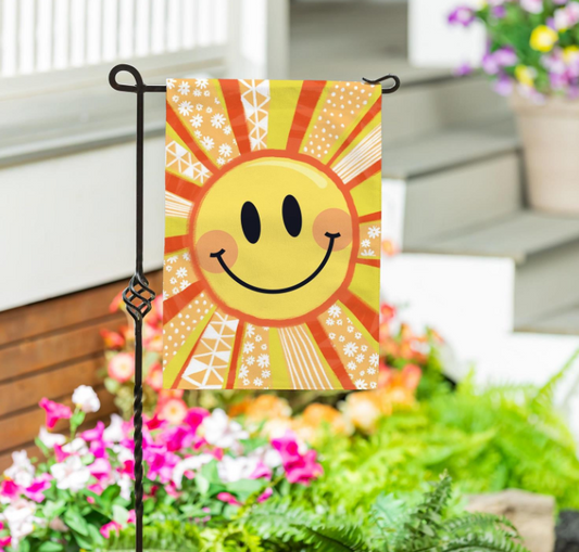 Sunny Smiles Burlap Garden Flag