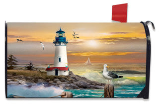 Sunset Lighthouse Large Mailbox Cover