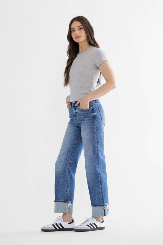 Mica Super High Rise Relaxed Straight Cuffed Leg