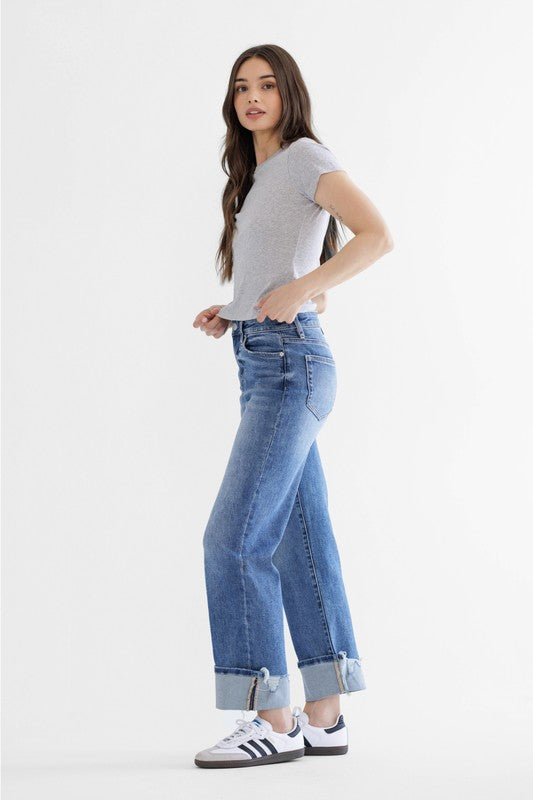Mica Super High Rise Relaxed Straight Cuffed Leg