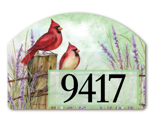 Susan Winget Cardinals on Wire Fence Yard DeSign 14" x 10"