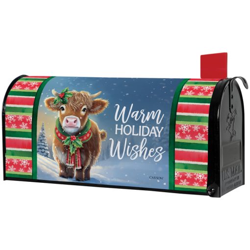"Seasons Greetings Cow" Mailbox Cover