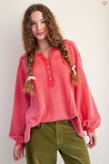 CRYSTAL TEXTURED THERMAL WASHED HENELY TOP