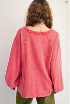 CRYSTAL TEXTURED THERMAL WASHED HENELY TOP