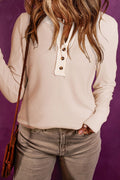 Amani Textured Long Sleeve Slim Henley Top