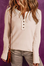 Amani Textured Long Sleeve Slim Henley Top