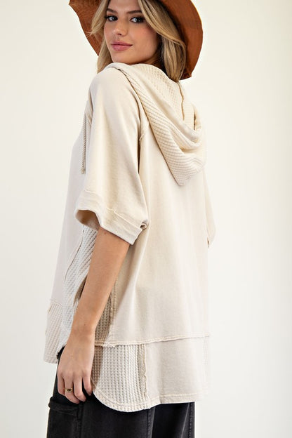 Thermal Mix Terry Knit Mineral Washed Hoodie