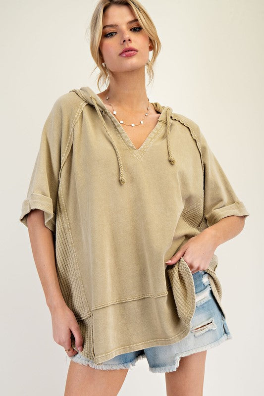 Thermal Mix Terry Knit Mineral Washed Hoodie