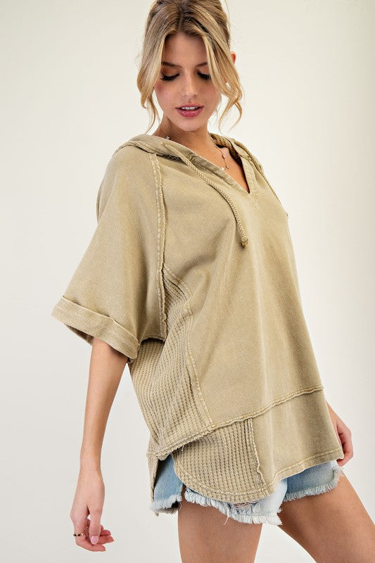 Thermal Mix Terry Knit Mineral Washed Hoodie