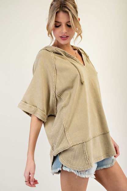 Thermal Mix Terry Knit Mineral Washed Hoodie