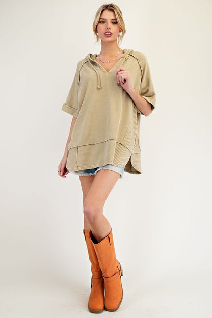 Thermal Mix Terry Knit Mineral Washed Hoodie