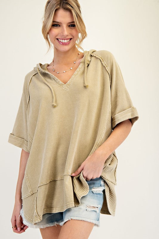 Thermal Mix Terry Knit Mineral Washed Hoodie