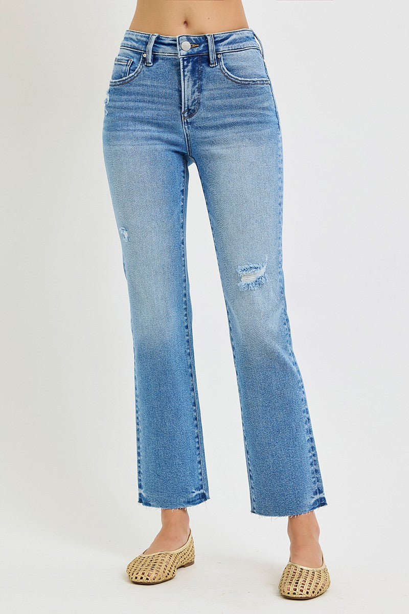 Tummy Control High Rise Ankle Slim Straight Jeans