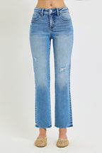 Tummy Control High Rise Ankle Slim Straight Jeans
