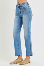 Tummy Control High Rise Ankle Slim Straight Jeans