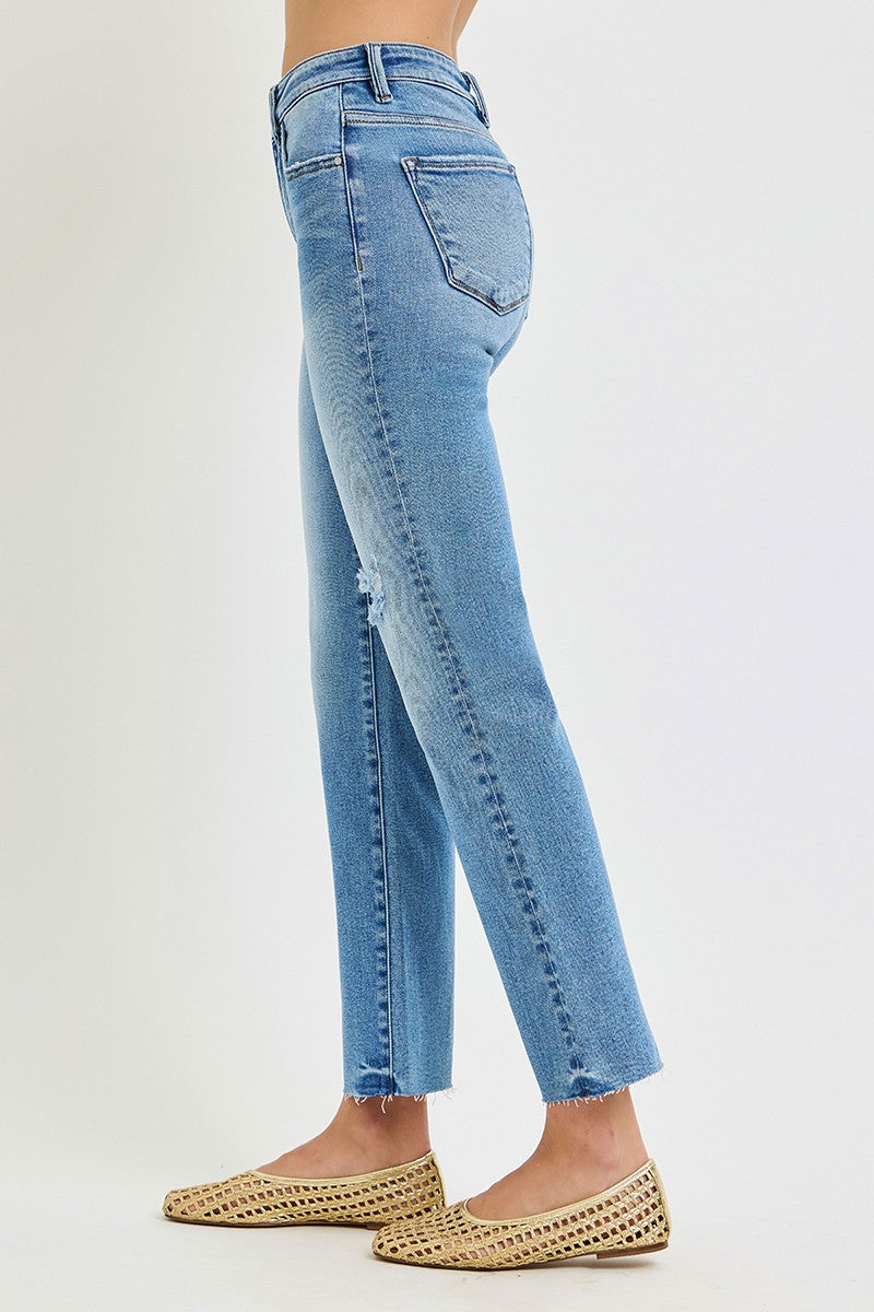 Tummy Control High Rise Ankle Slim Straight Jeans