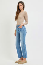 Tummy Control High Rise Ankle Slim Straight Jeans