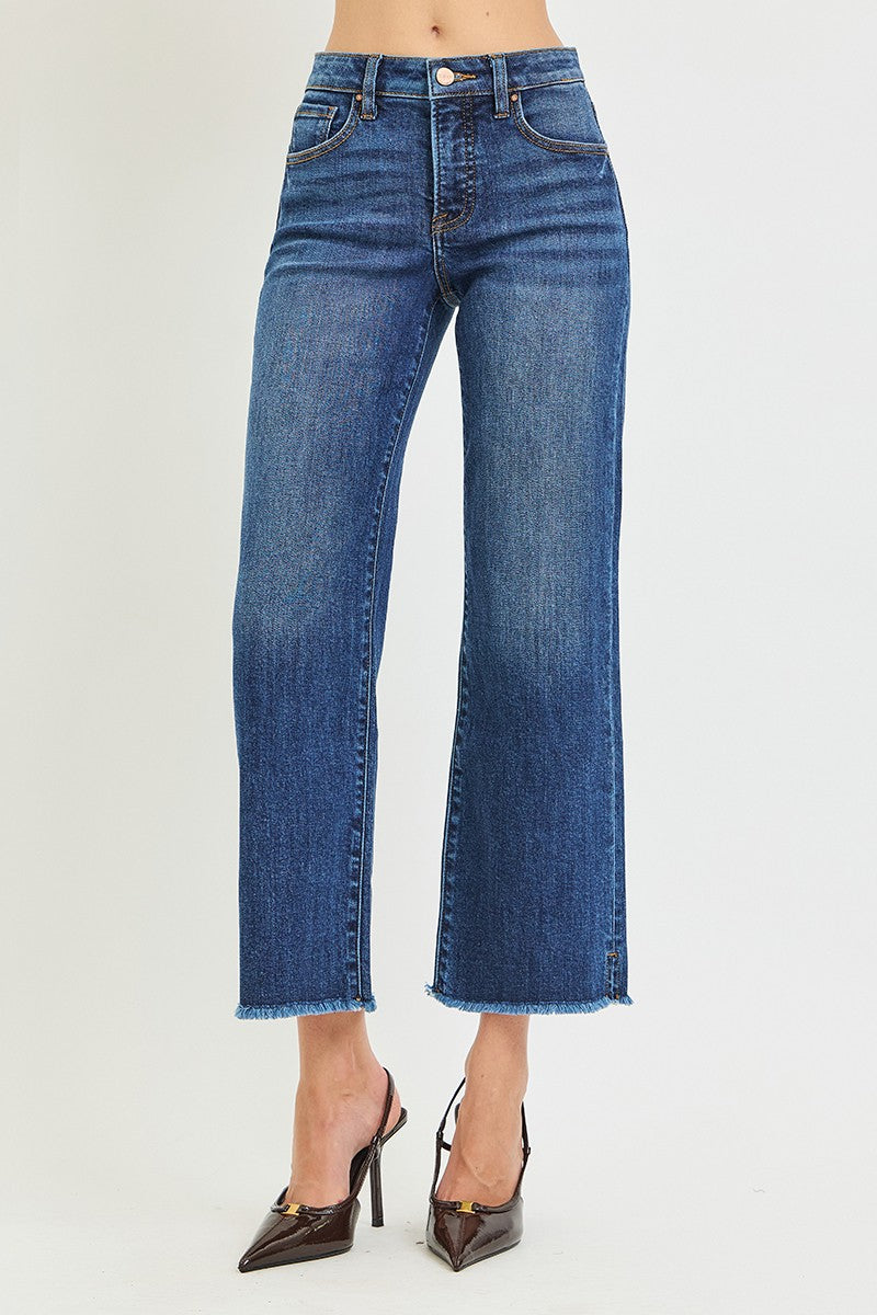 Tummy Control High Rise Crop Straight Jeans