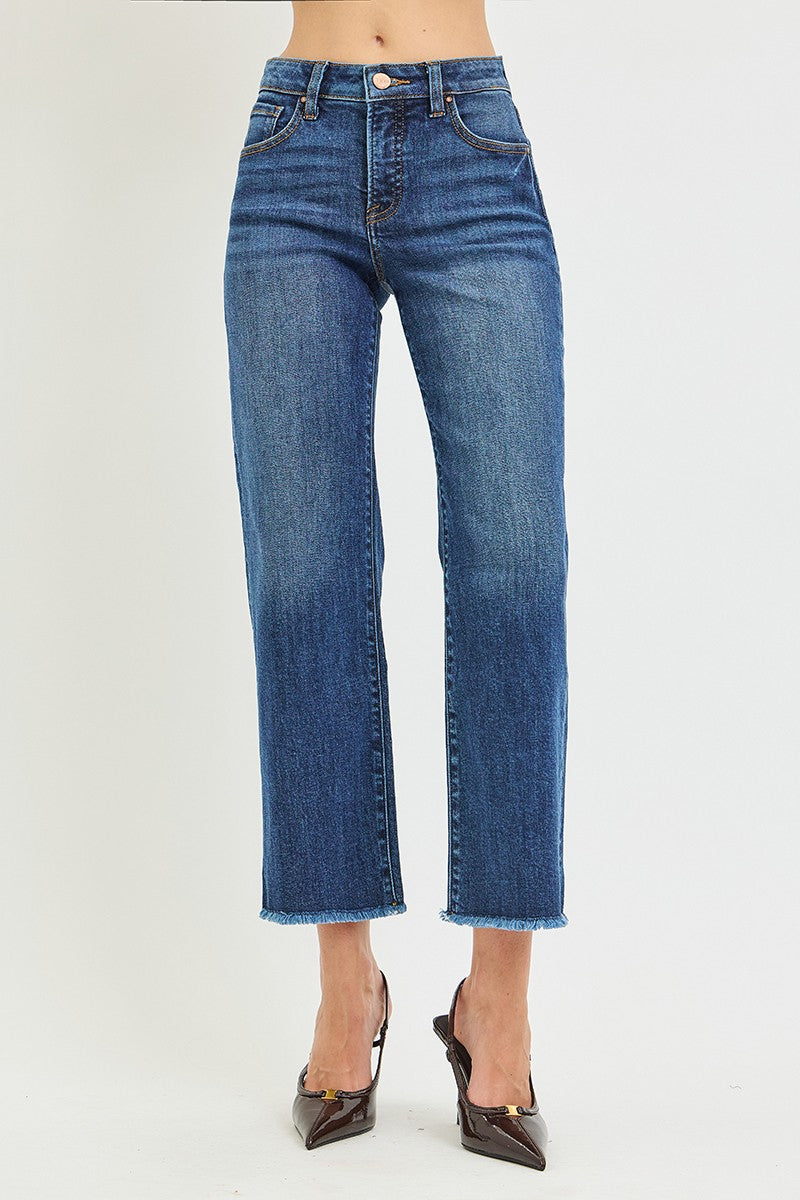 Tummy Control High Rise Crop Straight Jeans