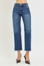 Tummy Control High Rise Crop Straight Jeans