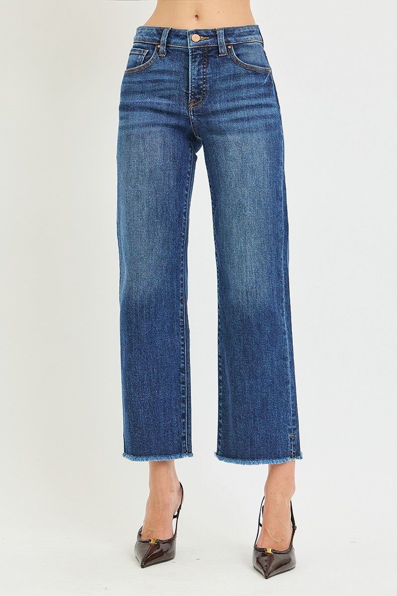 Tummy Control High Rise Crop Straight Jeans