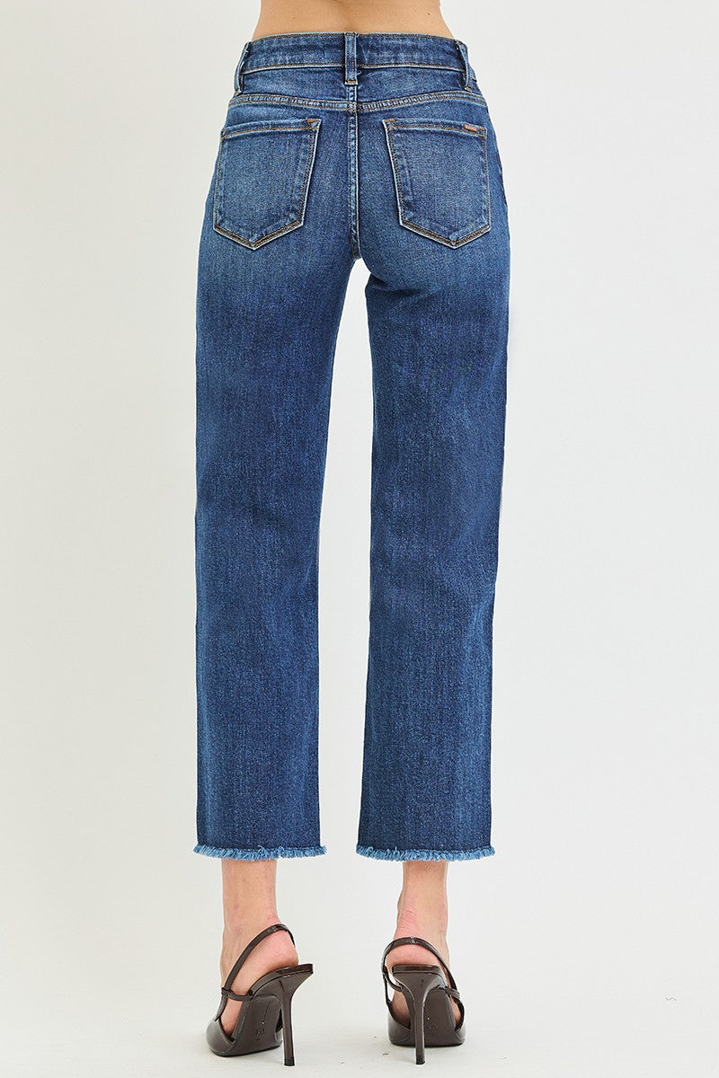Tummy Control High Rise Crop Straight Jeans