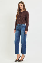 Tummy Control High Rise Crop Straight Jeans