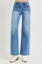 Tummy Control Mid Rise Wide Straight Jeans
