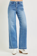 Tummy Control Mid Rise Wide Straight Jeans