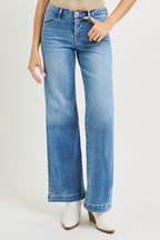 Tummy Control Mid Rise Wide Straight Jeans