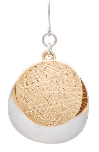 Two Tone Crosshatched Layer Disc Earring