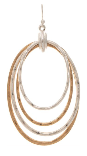 Two Tone Four Oval Bundle Earring