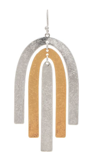 Two Tone Metal Arches Earring