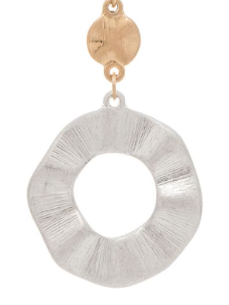 Two Tone Textured Wavy Ring Earring