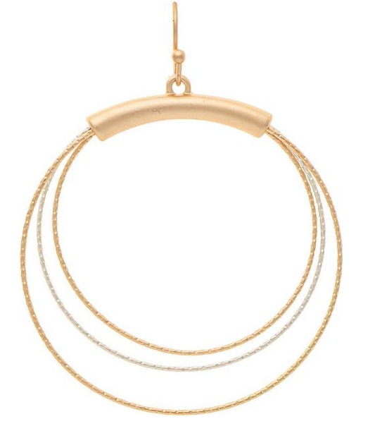 Two Tone Three Rings Earring