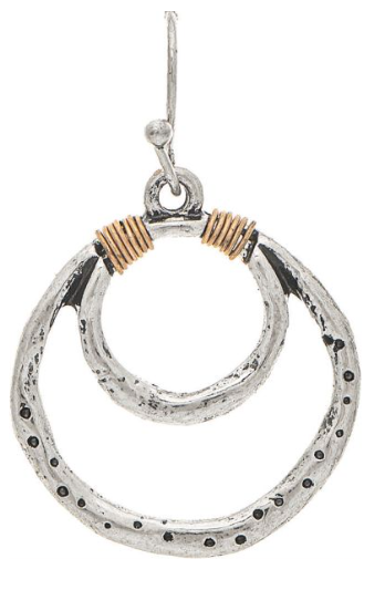 Two Tone Wire Accent Circles Earring