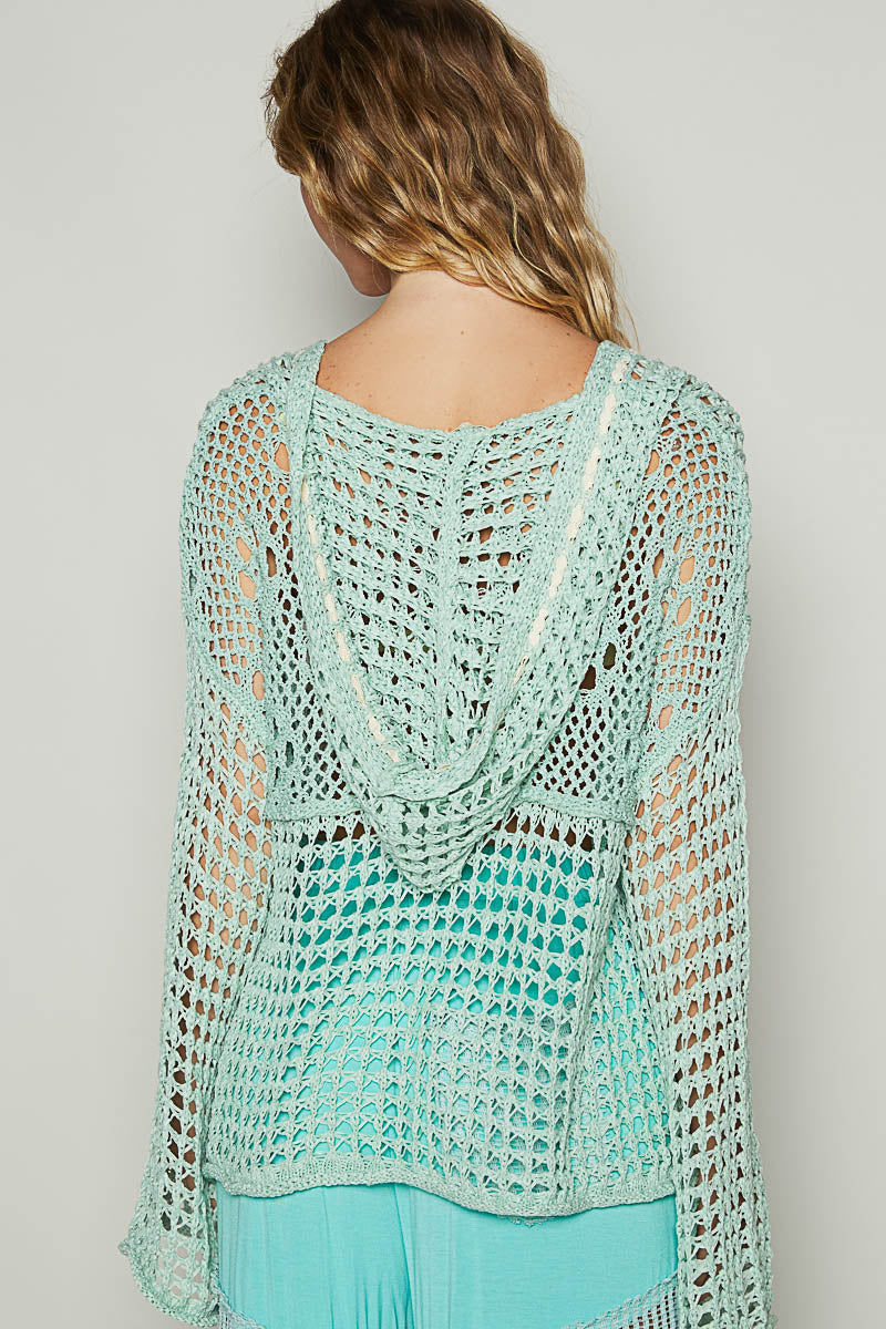 Pol Crochet Knit Mint Shirt