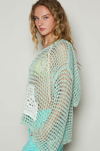 Pol Crochet Knit Mint Shirt