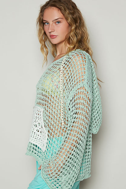 Pol Crochet Knit Mint Shirt