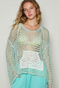 Pol Crochet Knit Mint Shirt