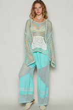 Pol Crochet Knit Mint Shirt
