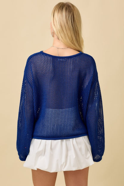 Usa 3d Rope Embroidered Boat Neck Crochet Top