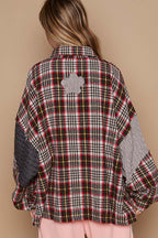 Vintage Washed Knit Patch Front Pocket Plaid Shirt by Pol !